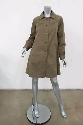 #ad Rebecca Taylor Coat Brown Stretch Cotton Size 4 Button Front Belted Jacket $128.80