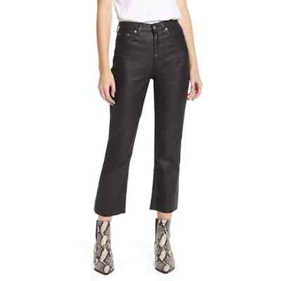 #ad Topshop Black Coat Raw Hem Straight Leg Jeans Size 30W X 32L fits Like 28 29W $24.99