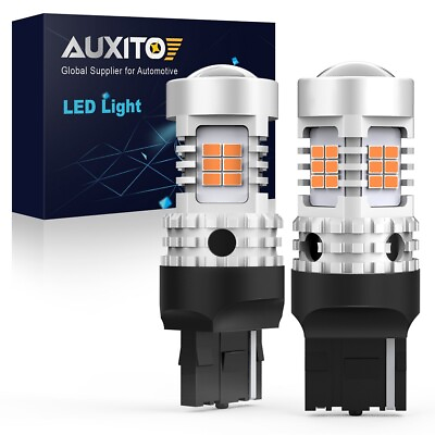 #ad 2x 7440 W21W 25 LED Turn Signal Parking DRL Light Bulbs Brake Lamp Amber Canbus $18.99