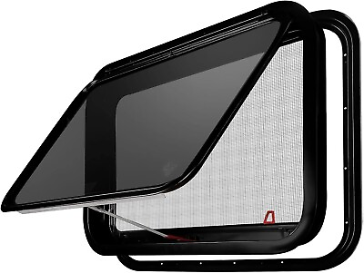 #ad 30quot; x 20quot; RV Exit Window Emergency Push Out Glass Window With Trim Ring amp; Screen $187.99