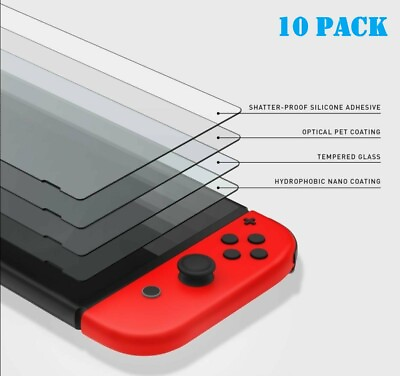 #ad 10Pack Premium 9H Tempered Glass Screen Protector Guard For Nintendo Switch $15.99