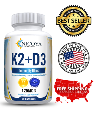 Vitamin K2 D3 Vitamin Supplement with BioPerine Boost Immunity amp; Heart Health $9.50