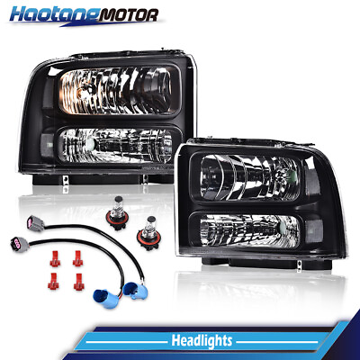#ad Fit For 1999 2004 Ford Super Duty F250 F350 Excursion Conversion Headlights Lamp $66.99