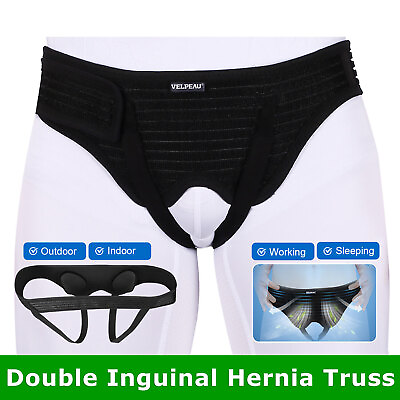 #ad Men Inguinal Hernia Support Belt Double Groin Hernia Pain Relief Truss Brace $32.99