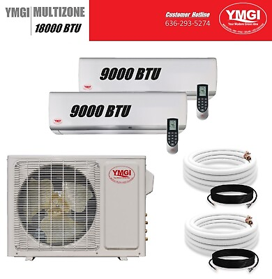 #ad 18000 BTU Two Zone Ductless Mini Split Air Conditioner Heat Pump 90009000 22S $2789.00