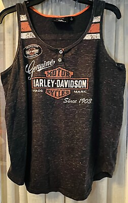 #ad Harley Davidson Large Women#x27;s Tank Top Genuine Motorcycle Made in USA Y2K $15.95