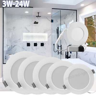 #ad 3W 6W 9W 12W 18W 24W Ultra Thin LED Recessed Ceiling Panel down light Fixture US $17.99