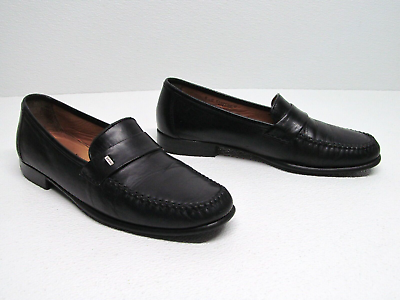 #ad BALLY Sanzeno Black Leather Slip On Loafers Shoe Size Men#x27;s 8.5D Made in Italy $79.99