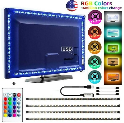 #ad 5050 RGB LED Strip Lights TV Back Light 5V USB Color Changing w 24Key Remote US $10.69