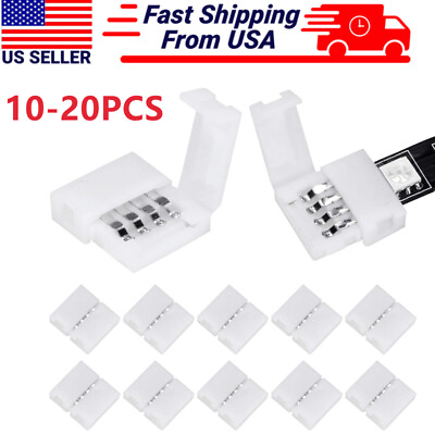 #ad 10pcs 10mm 4 pin Solderless Clip Coupler Connector for 5050 RGB LED Strip Light $5.99