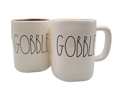 #ad Rae Dunn Ceramic Gobble Gobble Holiday Mug • Inner Color Glaze • S 2 $28.00
