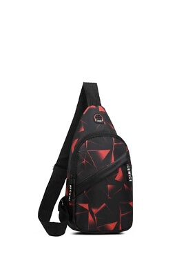 #ad Nylon Sling Bag Backpack Crossbody Shoulder Chest Cycle Black RED Daily Travel $14.60