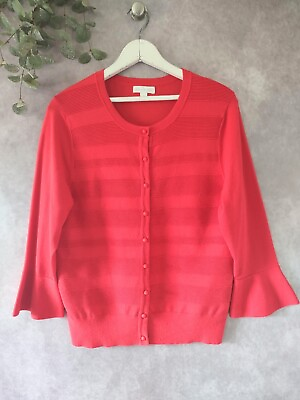 #ad Charter Club Sweater Womens Large Red Bell Sleeves Button Front Ladies Outdoor $18.88