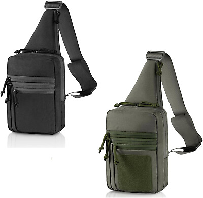 #ad Concealed Carry Pistol Gun Pack Tactical Sling Bag Molle Shoulder Chest Backpack $23.99