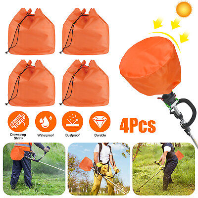 #ad 4Pcs Orange Engine Covers Waterproof Dustproof Cover Wrap For Weedeater Trimmer $13.48