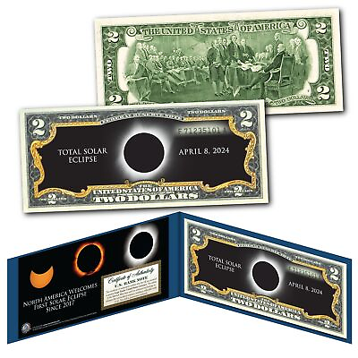 #ad 2024 TOTAL SOLAR ECLIPSE April 8th Official Authentic Legal Tender U.S. $2 Bill $15.95