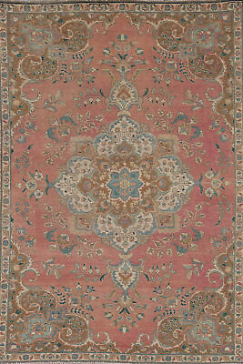 #ad Vintage Pink Tebriz Floral Traditional Area Rug 5x8 Hand knotted Wool Carpet $599.00