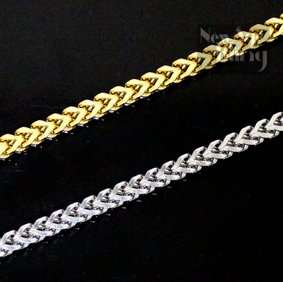#ad Franco Chain Gold Plated Stainless Steel Foxtail 18quot; 24quot; Solid Necklace 2.5 5mm $11.30