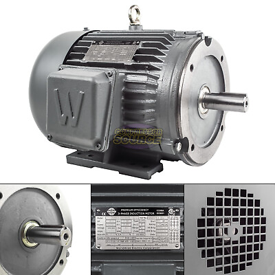 #ad 5 HP 3 Phase Electric Motor C Face 3600 RPM 184TC TEFC 230 460 Volt Severe Duty $599.95