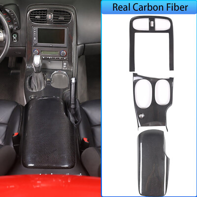 #ad Real Carbon Fiber Center Console Panel Cover Trim Set For 2005 2013 Corvette C6 $669.98
