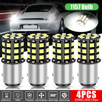 #ad 4x 1157 33 SMD LED Tail Brake Stop Reverse Parking Turn Signal Light Bulbs White $7.98
