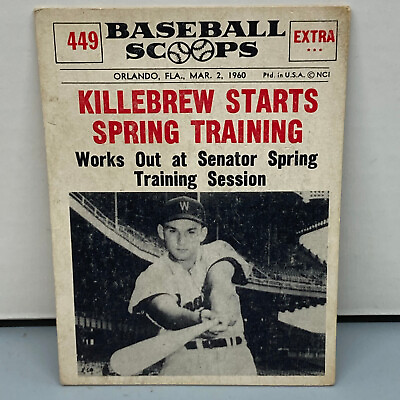 #ad Killebrew Starts Spring Training #449 1961 Scoops MP Baseball Card $5.33