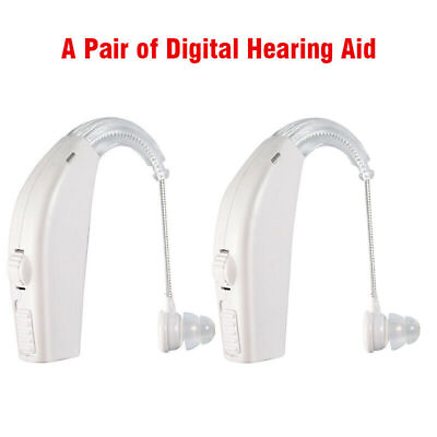 #ad White 2 1X Amplifier Digital Aid BTE Behind The Sound Aids Ear Hearing Voice Kit $24.91