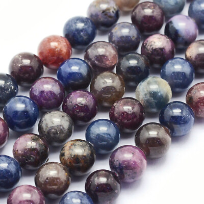 #ad 1strand 6mm Natural Corundum Ruby Sapphire Bead Round Jewelry Gemstone Assorted $47.83