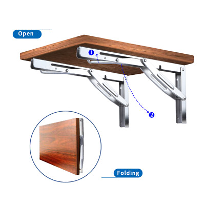 #ad 2X Stainless Steel 14 in Folding Table Bench Heavy Duty Shelf Bracket 550lb Load $26.12