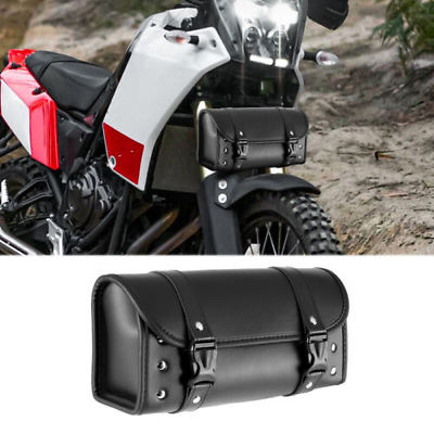 #ad Motorcycle Front Fork Tool Bag Handlebar SaddleBag Storage Luggage Pouch Leather $23.03