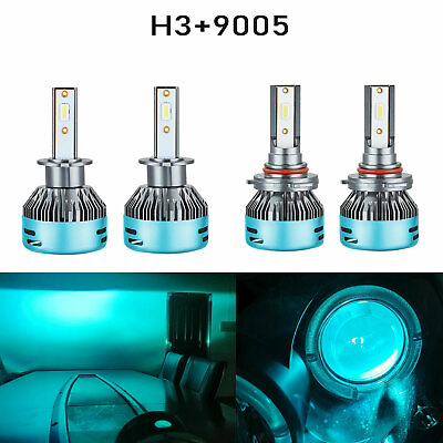 #ad 4x Combo H3 9005 LED Headlight Conversion Kit Super Bright Fog Lights Lamp Bulbs $49.99