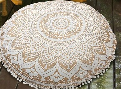 #ad 32quot; Indian Mandala Pouf Ottoman Round Cover Foot Stool Floor Cushion Cover $62.32