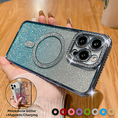 #ad Fr iPhone 15 14Pro Max 13 12 11 Bling MagSafe Case Magnet Cover Gradient Glitter $7.39