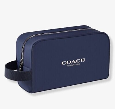 #ad Coach Fragrance Men’s Travel Toiletry Dopp Bag Pouch Navy Blue $25.00