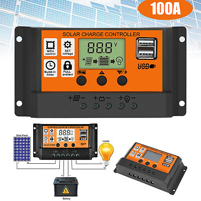 #ad 100A MPPT amp; PWM Solar Regulator Syst. 12V 24V AUTO Foucs Solar Charge Controller $23.99