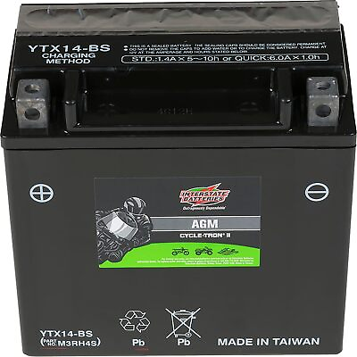 #ad Interstate Batteries YTX14 BS 12V 12Ah Powersports Battery 200CCA AGM Recharg... $143.69