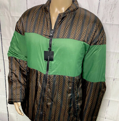 #ad Zara Man Jacket Puffer Aztec Geometric Print Color Block Reversible Full Zip L $39.99