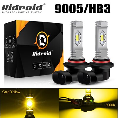 #ad RIDROID 9005 HB3 LED High Low Beam Headlight Kit 8000LM Light Bulbs 3000K Yellow $11.99