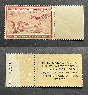 #ad #RW13 1946 US Federal Duck Stamp Mint OG NH *** REVERSE PLATE# Rare *** $199.00