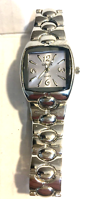 #ad Geneva Women#x27;s Quartz Watch Silver Tone Band Square face New Battery $14.99