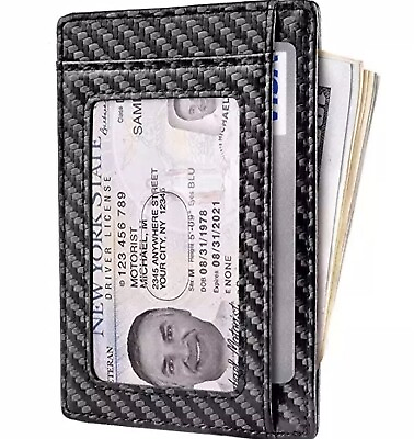 #ad Front Pocket Minimalist Carbon Fiber Slim Wallet RFID Blocking Credit Card $9.99