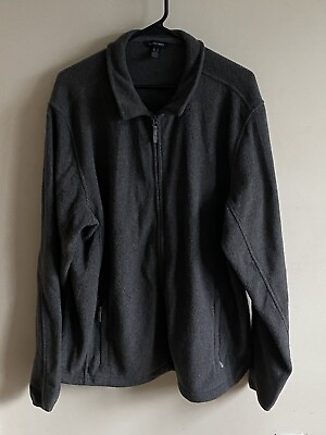 #ad Lands End Mens Fleece Gray 383291 Full Zip Jacket Size XL $15.00