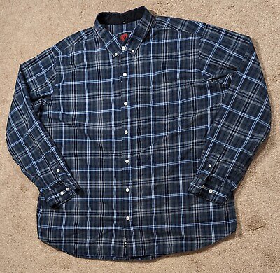#ad ScotteVest Shirt Mens XXXL Blue Plaid Long Sleeve Button Up Lined Magnet Pocket $42.00