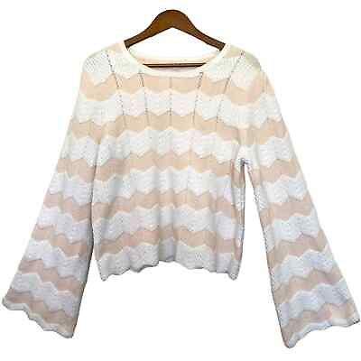 #ad LC Lauren Conrad Womens Chevron Print Bell Sleeve Sweater Size Large $19.99