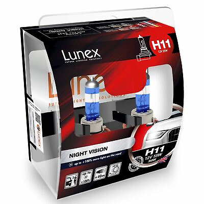 #ad H11 Car Headlight Halogen Bulbs Lunex NIGHT VISION 3600K 12V 55W PGJ19 2 DuoBox $23.88