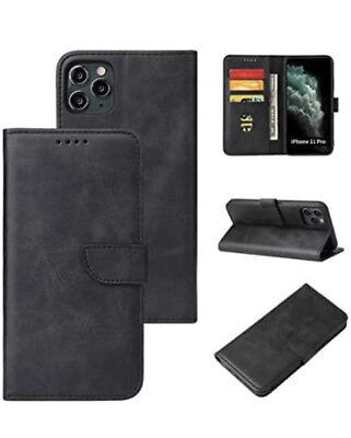 #ad iPhone 12 Pro Max Case Wallet Compatible with 6.7” Magnet Cover Flip Stand Black $12.99