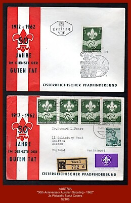 #ad AUSTRIA 1962 quot;50th Anniversary Scoutingquot; 2x Scout Covers incl Registered GBP 7.90