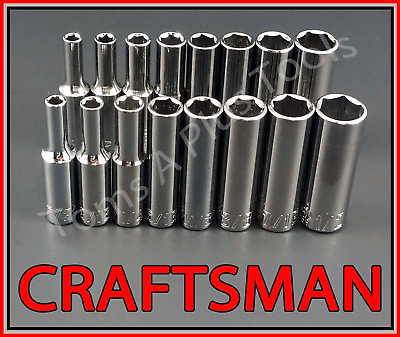 CRAFTSMAN HAND TOOLS 16pc Deep 1 4 SAE METRIC MM 6pt ratchet wrench socket set $30.99