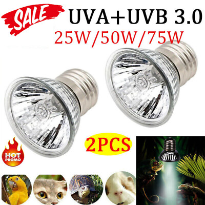 #ad 25 50 75W Reptile Lamp UVAUVB 3.0 Pet Heat Lamp Turtle Basking Light Bulb UV $9.19