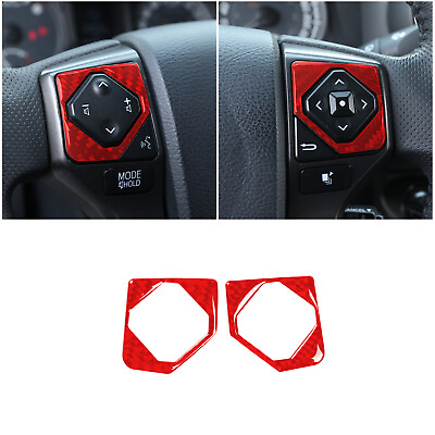 #ad Red Fiber Car Steering Wheel Button Frame Cover Trim For Toyota Tacoma 2015 2022 $8.99